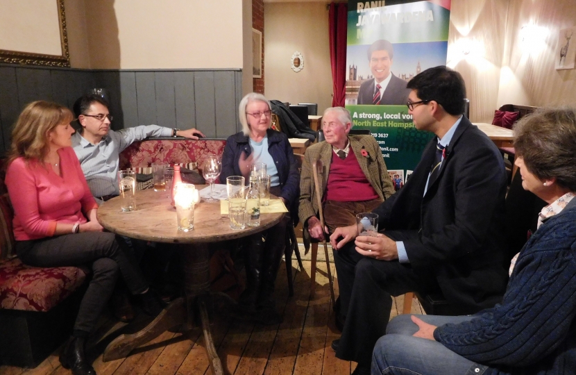 Ranil Jayawardena MP speaking to constituents at a recent "Tell Ranil in the Pub" session